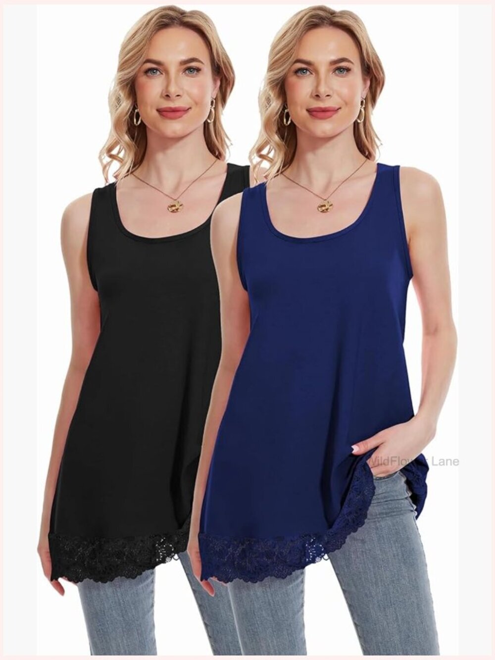 Long Lace Camisole Tank Tops for Under Clothes Layering Shirt Extender